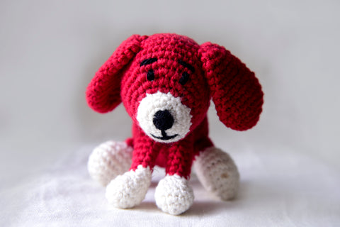Handcrafted Cotton Crochet Stuffed Toy - Dog (Red)