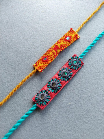 Upcycled Handmade Moon & Sky Rakhi Combo (Set of 2)