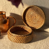 Saanjh Circular roti and fruit basket handmade gifts online India made from cane 