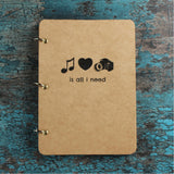Music Love Camera - Brown Journal Notebook - A5 Size