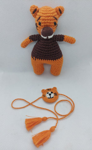 Kids' Rakhi and Toy Combo: Handknit - Tiger
