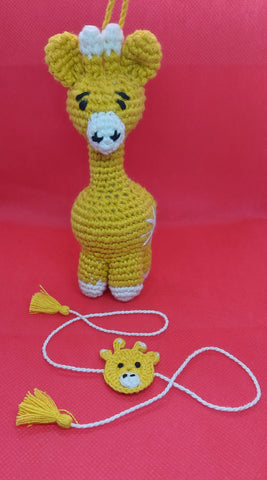 Kids' Rakhi and Toy Combo: Handknit - Giraffe
