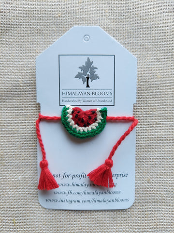 Kids' Rakhi with Handknit Motif: Watermelon