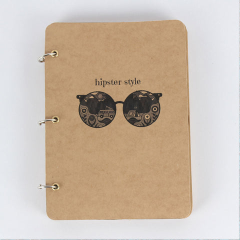 Hipster Style -  Brown Journal Notebook  - A5 Size