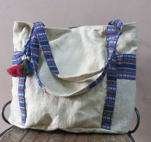 Hand Dyed Linen Hobo Bag