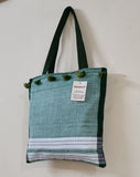 Small Tote Bag in Green and White