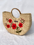 Red Floral Kauna Handwoven Embroidered Handbag