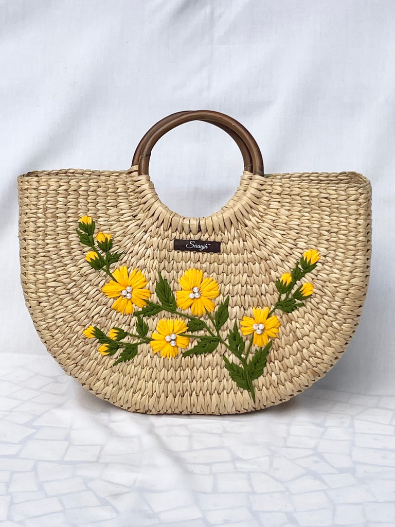 Maatir Handwoven Natural Reed Handbag, Cream Tan Straw Purse | Summer Bag,  Straw Purse, Kauna Grass/Bamboo/Water-hyacinth Women's Bag