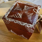 Wooden Box Handpainted with Aipan Art (Deep Ochre Red)
