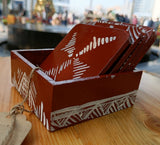 Handpainted Coasters with Kumaoni Aipan Art (Deep Ochre Red)