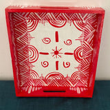 Handpainted Tray with Kumaoni Aipan Art (Crimson Red)