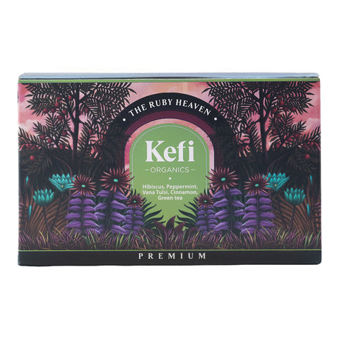 Kefi Organics The Ruby Heaven Herbal Green Tea Bags